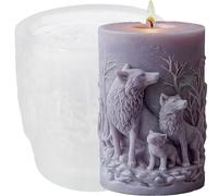 XIAOSHUI Wolf Family Candle Molds Animal Wolf Cylinder Candle Silicone Mold for Candles Making Resin Casting Aromatherapy Candles Gypsum Craft Home Decorate