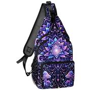 xiaotcq Hippie Mushroom Sling Bag Crossbody Sling Backpack for Women Men, Chest Bag Daypack Fanny Pack Cross Body Bag for Outdoors Hiking Traveling