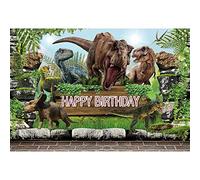 Xiaoterna 1.5 x 1 m Wild Dinosaur Backdrop for Baby Shower of a Boy from the World of Dinosaurs Background Dinosaur Forest Primitive Tree Leaves Stone