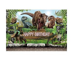 Xiaoterna 1.5 x 1 m Wild Dinosaur Backdrop for Baby Shower of a Boy from the World of Dinosaurs Background Dinosaur Forest Primitive Tree Leaves Stone