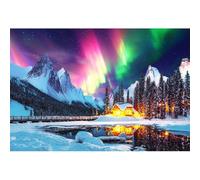 Xiaoterna 10x6.5ft Aurora Borealis Backdrop Winter Snow Mountain Forest Colorful Polar Lights Photography Background Norway Winter Landscape Village Night View Lake House Adventure Party Decorations