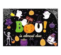 Xiaoterna 10x6.5ft Happy Halloween Backdrop A Little Boo is Almost Due Black Photography Background Cartoon Cute Ghosts Monster Pumpkins Spider Web Halloween Party Decorations Photo Studio Props