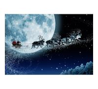 Xiaoterna 10x6.5ft Merry Christmas Backdrop Fairy Tale Christmas Backdrop Full Moon Santa Reindeer Sleigh White Snow Starry Sky Night View Photography Background New Year Event Party Decorations