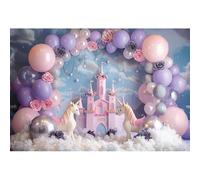 Xiaoterna 10x6.5ft Unicorn Backdrop Roses Pink Purple Balloon Arch Dream Castle White Cloud Photography Background Romantic Princess Girls Baby Shower Birthday Party Decoration Portrait Photo Props