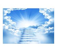 Xiaoterna 10x8ft Heaven Backdrops Stairs to Heaven Paradise God Bless Photography Background Staircase to Heaven Paradise Holy Light Blue Sky Clouds Backdrop for Baby Shower Party Decoration