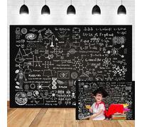 Xiaoterna 10x8ft Math Blackboard Backdrop Science Classroom Blackboard Photography Background White and Black Chemistry Math Geometry Physics Handwritten Chalkboard Online Teaching Course Backdrop