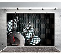 Xiaoterna 10x8ft Speed Racing Backdrop Car Racing Themed Photography Background Finish Line Race Track Checkered Flag Backdrops Baby Birthday Baby Shower Party Decoration Photo Booth Studio Prop