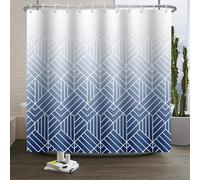Xiaoterna 120x200cm Modern Abstract Stripes Shower Curtain White Blue Gradient Lines Waterproof Polyester Bathroom Curtain Geometry Aesthetics Washable Mildew Resistant Bathroom Decorative Fabric