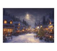 Xiaoterna 15x8ft Christmas Night Backdrop Winter Wonderland Village View Christmas Tree Photography Background Vintage House Snow Landscape Forest New Year Family Holiday Festive Party Decoration