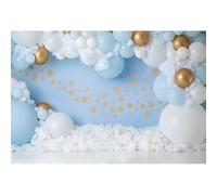 Xiaoterna 5x3ft Birthday Party Backdrop Blue White Balloons Backdrop Gold Balloons Stars Cloud Photography Background Party Decoration Suppliers Kids Adults Portrait Photo Studio Props