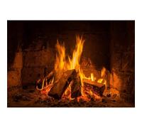 Xiaoterna 5x3ft Burning Firewood Backdrop Vintage Fireplace Flickering Flame Brick Wall Photography Background Merry Christmas Fireplace Campfire Party Decoration Kid Adults Portrait Photo Props