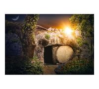 Xiaoterna 5x3ft Easter Backdrop: Jesus He Is Resurrected Photography Background, Vinyl Material, Green