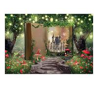 Xiaoterna 5x3ft Forest Backdrop Magic Book Fairy Tale World Backdrop Fantasy Forest Castle Mushroom Grass Flowers Glitter Lights Photography Background Adults Kids Portrait Photo Studio Props