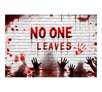 Xiaoterna 5x3ft Halloween No One Leaves Backdrop Terror Bloody Fingerprint Splatter Blood Stains Grey Brick Wall Halloween Photography Background Magician Ghost Home School Party Decorations