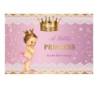 Xiaoterna 5x3ft Little Princess Baby Shower Backdrop Royal Crown Pink Lace Girl Photography Background Golden Dots Crown Glitter Backdrop Birthday Party Decoration Kids Portrait Photo Props