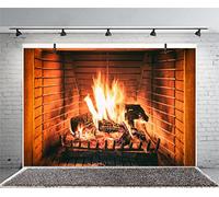 Xiaoterna 5x3ft Merry Christmas Photography Background Christmas Fireplace Backdrop Burning Firewoods Flame Xmas Family Party Decorration Banner Winter Holiday Home Party Photo Studio Prop