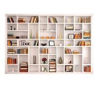 Xiaoterna 5x3ft Modern Bookshelf Backdrop Modern Simplicity White Bookcase Photography Background Library Bookcase Books Vase Office Video Conference Backdrop Kids Adults Portrait Photo Props