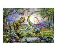 Xiaoterna 5x3ft Wild Dinosaur Backdrop Fairy Tale Wonderland Jungle Forest Animals Wild World Park Photography Background Watercolor 3D Vivid Dinosaur World Forest Scenery Party Backdrop