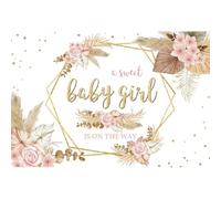 Xiaoterna 7x5ft Baby Shower Backdrop Boho A Sweet Baby Girl Is On The Way Photography Background Floral Pampas Grass Gold Spots Backdrop Birthday Party Decorations Newborn Girls Photo Booth Props