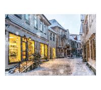 Xiaoterna 7x5ft Christmas City Outdoor Street Scene Backdrop Bokeh Winter Snowflake Shop Landscape Photography Background Snowy Town Street Backdrop New Year Event Party Decorations