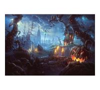 Xiaoterna 7x5ft Halloween Backdrop Terrible Castle Terror Tree Pumpkin Spooky Forest Photography Background Horrible Night Grave Evil Spooky Party Decoration Kids Adults Portrait Photo Props