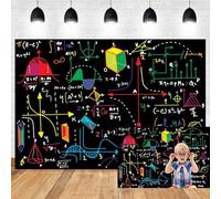 Xiaoterna 7x5ft Math Blackboard Backdrop Back to School Photography Background Colorful Mathematics Course Geometric Figures Pattern Photo Backdrop Kids Adults Portrait Photo Studio Props