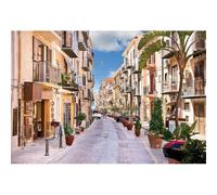 Xiaoterna 7x5ft Town Street Backdrop Retro Village Town Architectural Photography Background Old Town Street Backdrop Party Decorations Suppliers Kids Adults Portrait Photo Shoot Studio Props