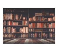 Xiaoterna 7x5ft Vintage Bookshelf Backdrop Rustic Wooden Bookcase Books Photography Background Vintage Stripes Wooden Floor Bookshelf Cloudy Haze Library Interior Photography Background