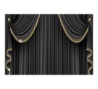 Xiaoterna 8x6ft 3D Black Curtain Backdrop Superstar VIP Customer Awards Photography Background Black Gold Glitter Tassel Backdrop Birthday Party Decoration Kids Adults Portrait Photo Props