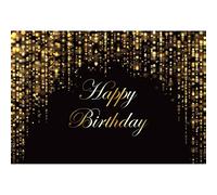 Xiaoterna 8x6ft Black Gold Happy Birthday Backdrop Golden Bokeh Photography Backdrop Glitter Diamonds Birthday Party Backdrop Men Women Adult Kid Birthday Party Cake Table Decoration Props