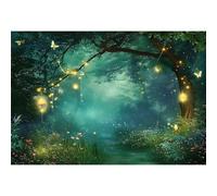 Xiaoterna 8x6ft Forest Backdrop Jungle Safari Night View Green Tree Butterfly Photography Background Spring Charming Garden Fairy Enchanted Forest Backdrop Adults Kids Portrait Photo Studio Props