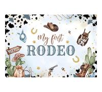 Xiaoterna 8x6ft My First Rodeo Birthday Backdrop Gold Stars Wild West Cowboy 1st Birthday Photography Background Vintage Gold Grain Speckle Cactus Cloth Backdrop Boys Kids Portrait Photo Props