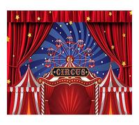 Xiaoterna 8x6ft Welcome To The Carnival Backdrop Red Circus Backdrop Circus Carnival Night Backdrop Ferris Wheel Red White Striped Tent Stars Photography Background Adults Kids Portrait Photo Props