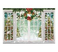 Xiaoterna 9x6ft Merry Christmas Backdrop for Photography White Wooden Window Bokeh Glitter Backdrop Wonderland Forest Christmas Tree Family Xmas Party Decoration New Year Banner Photo Prop