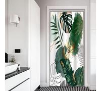Xiaoterna Boho Coconut Trees Shower Curtain Abstract Palm Leaves Tropical Monstera Bathroom Curtain Green Gold Leaves Botanical Plant Shower Curtain Mould and Mildew Resistant Fabric 90x180cm