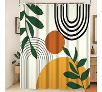 Xiaoterna Boho Sun Line Shower Curtain Leaves Sun Lines Arch Beige Bathroom Curtain Abstract Shower Curtain Mould Mildew Resistant Shower Curtain Machine Washable Waterproof Fabric 120x200cm