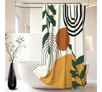 Xiaoterna Boho Sun Line Shower Curtain Leaves Sun Lines Arch Beige Bathroom Curtain Abstract Shower Curtain Mould Mildew Resistant Shower Curtain Machine Washable Waterproof Fabric 90x180cm