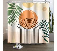 Xiaoterna Boho Sun Line Shower Curtain Washable Shower Curtains White Dots Spots Shower Curtain Colorful Boho Shower Curtain Machine Washable Waterproof Fabric 120x200cm