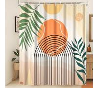 Xiaoterna Boho Sun Line Shower Curtain Washable Shower Curtains White Dots Spots Shower Curtain Colorful Boho Shower Curtain Machine Washable Waterproof Fabric 150x180cm