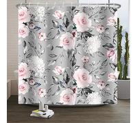 Xiaoterna Eucalyptus Leaf Shower Curtain Flower Plant Bathroom Curtain Vintage Pink Rose Flower with Green Leaf Plant Nature Aesthetic Shower Curtain Machine Washable Waterproof Fabric 200x180cm