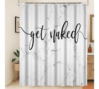 Xiaoterna Get Naked Shower Curtain Grey Marble Textured Waterproof Bathroom Curtain Modern Minimalism Luxury White Polyester Fabric Washable Mildew Resistant Farmhouse Bathroom Decoration 120x200cm