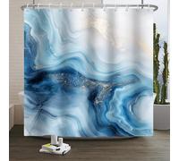 Xiaoterna Marble Shower Curtain Blue Marble Shower Curtain Modern Abstract Blue Gold Marble Waterproof Bathroom Curtain Modern Luxury Art Shower Curtain Machine Washable Waterproof Fabric 150x200cm