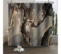 Xiaoterna Marble Shower Curtain Gold Splatter Marble Bathroom Curtain Abstract Grey Gold Black Shower Curtain Modern Luxury Shower Curtain Machine Washable Waterproof Fabric 180x180cm