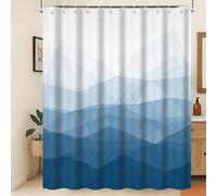 Xiaoterna Modern Concise Blue Shower Curtain Abstract Contemporary Aesthetics Waterproof Bathroom Curtain 3D Shadow White Geometric Lines Washable Mildew Resistant Bathroom Decoration 105x160cm