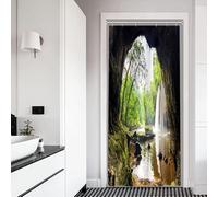 Xiaoterna Nature Shower Curtain Tropical Forest Green Tree Mould Proof Bathroom Curtain Spring Jungle Rainforest Waterfall Scenery Washable Shower Curtain Waterproof Bathroom Decoration 90x180cm