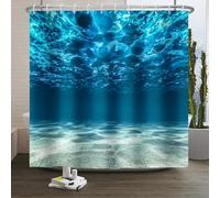 Xiaoterna Ocean Shower Curtain Blue Ocean Underwater Sea Shower Curtain Nature Undersea World Shower Curtain Deep Sea Bathroom Curtain Machine Washable Waterproof Fabric 200x180cm