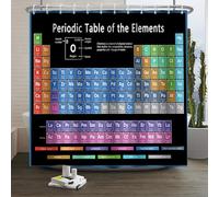 Xiaoterna Periodic Table of Elements Shower Curtain Abstract Black Bathroom Curtain Chemical Element Table Water Repellant Fabric Washable Shower Curtains for Bathroom Decoration 180x180cm