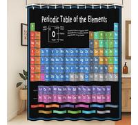 Xiaoterna Periodic Table of Elements Shower Curtain Abstract Black Bathroom Curtain Chemical Element Table Water Repellant Fabric Washable Shower Curtains for Bathroom Decoration 150x200cm