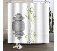 Xiaoterna Spa Garden Shower Curtain Zen Stone Shower Curtain Zen Spa Peace Meditation Shower Curtain Japanese Spa Stones Grass Water Shower Curtain Machine Washable Waterproof Fabric 200x180cm