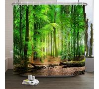 Xiaoterna Spring Shower Curtain Nature Landscape 3D Scenery Bathroom Curtain Deciduous Forest Bathroom Curtain Tropical Rainforest Shower Curtain Machine Washable Waterproof Fabric 90x180cm